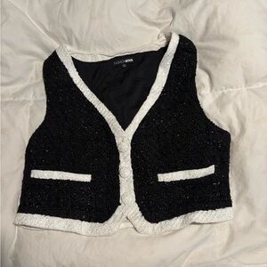 Fashion Nova Black and White Textured Vest